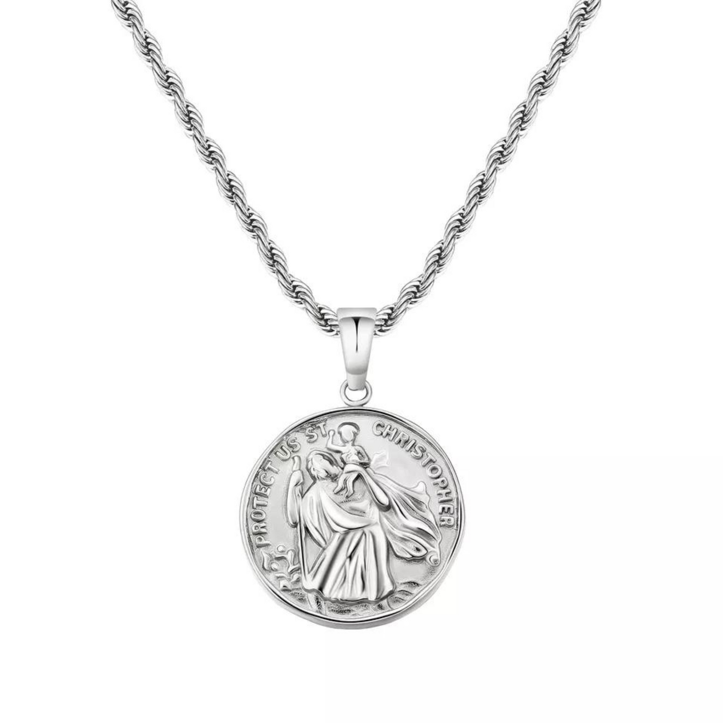 Saint Christopher Pendant Necklace (Silver)
