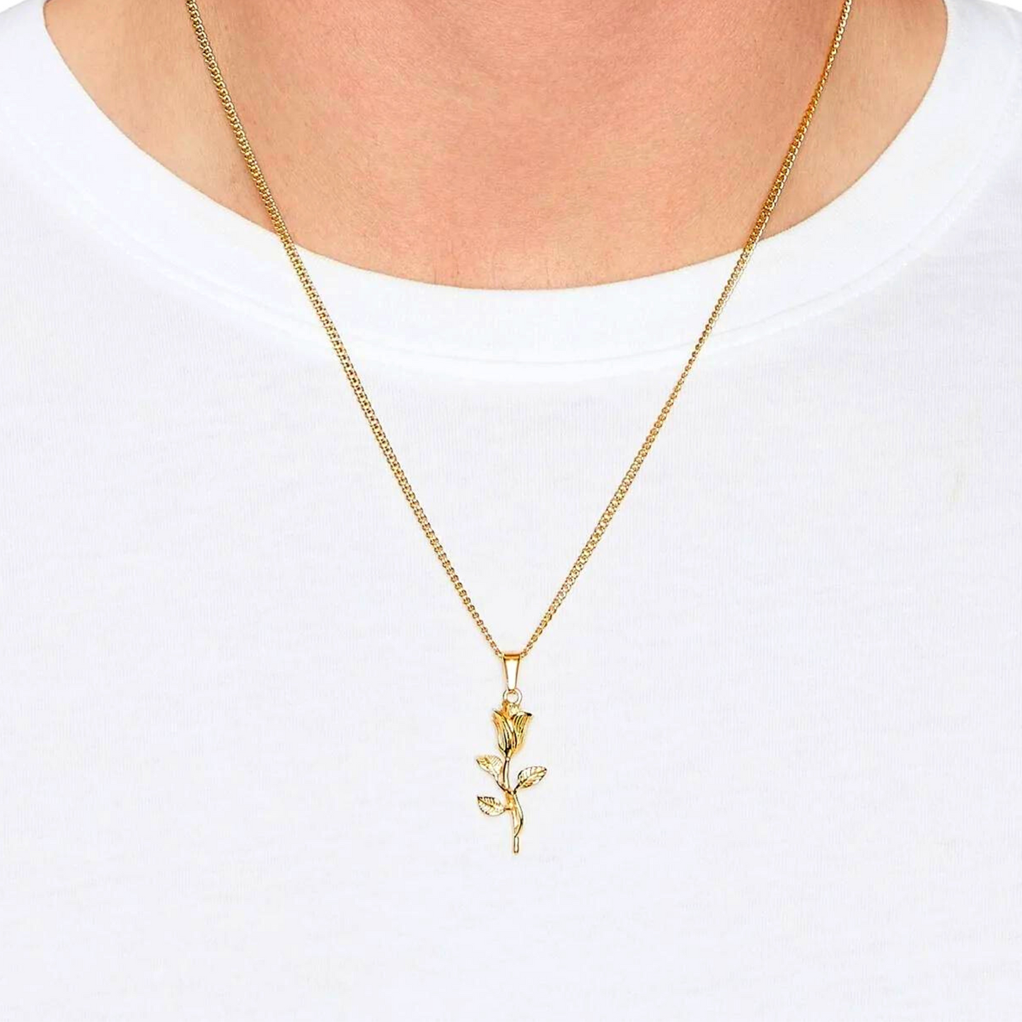 Rose Pendant Necklace (Gold)