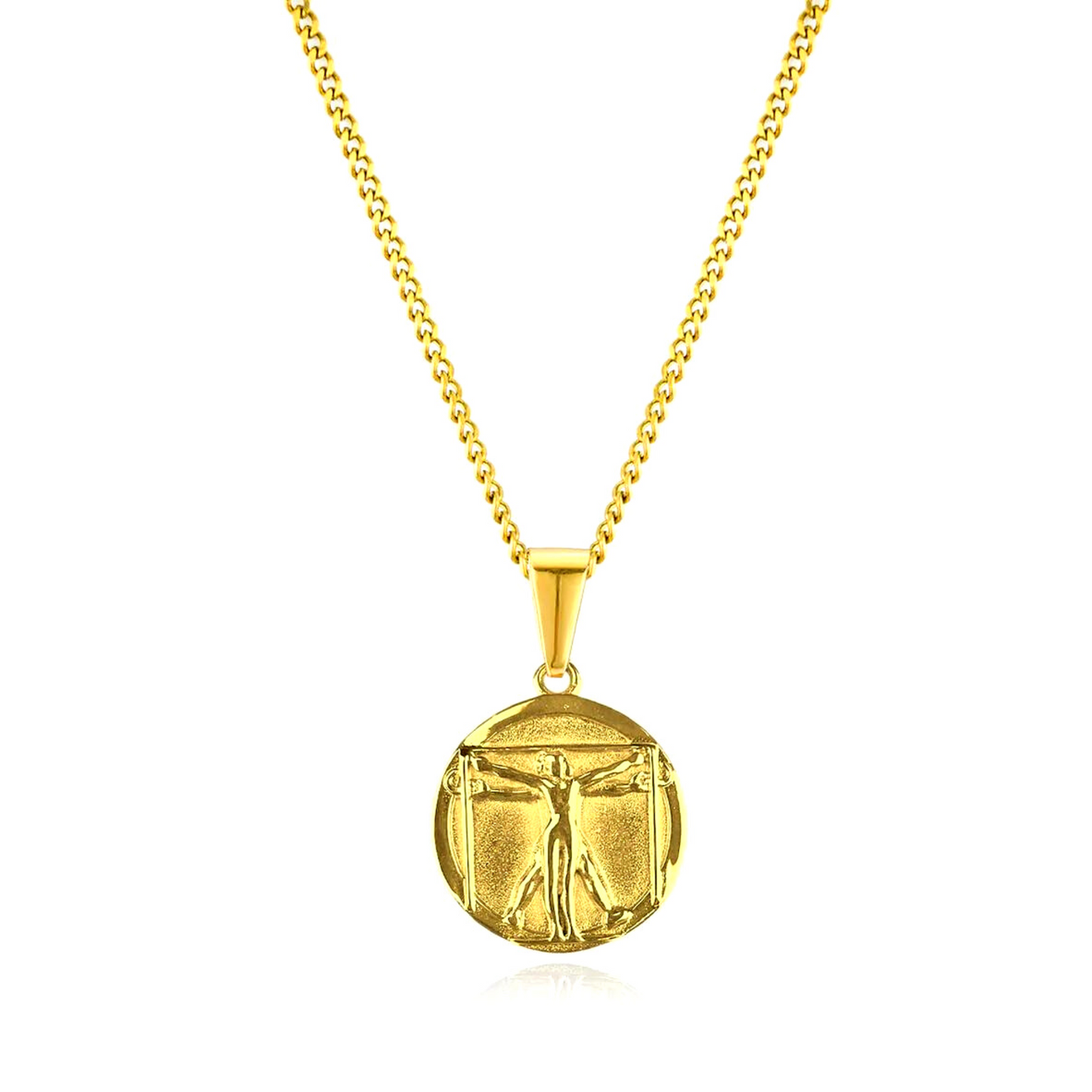 Vitruvian Man Pendant Necklace (Gold)