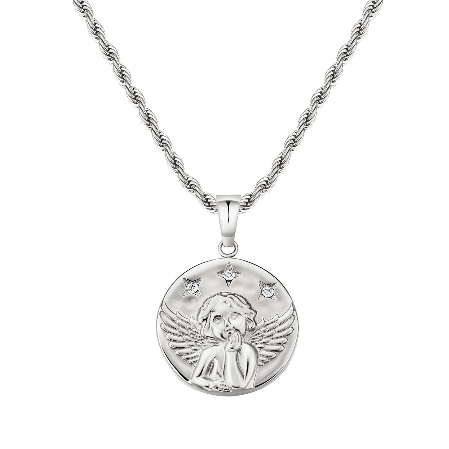 Angel Wing Pendant Necklace (Silver)