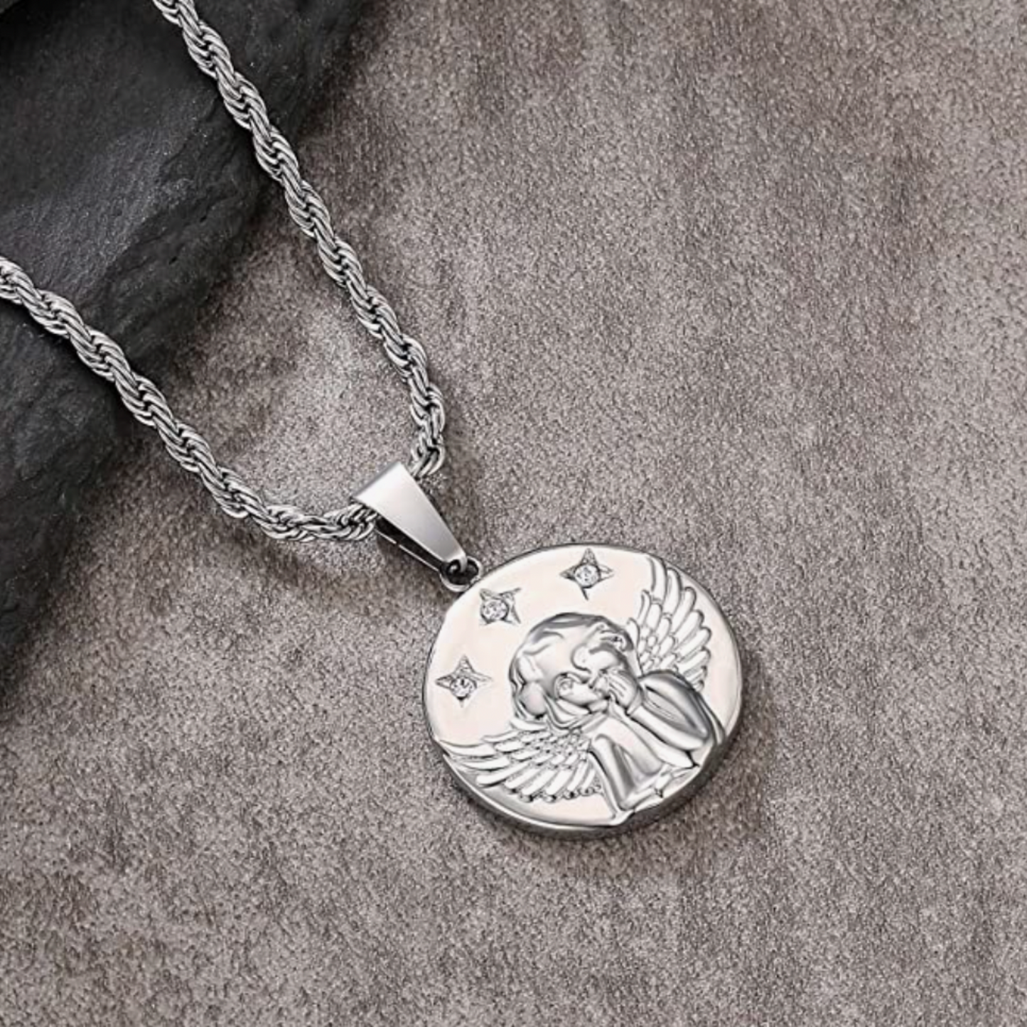 Angel Wing Pendant Necklace (Silver)