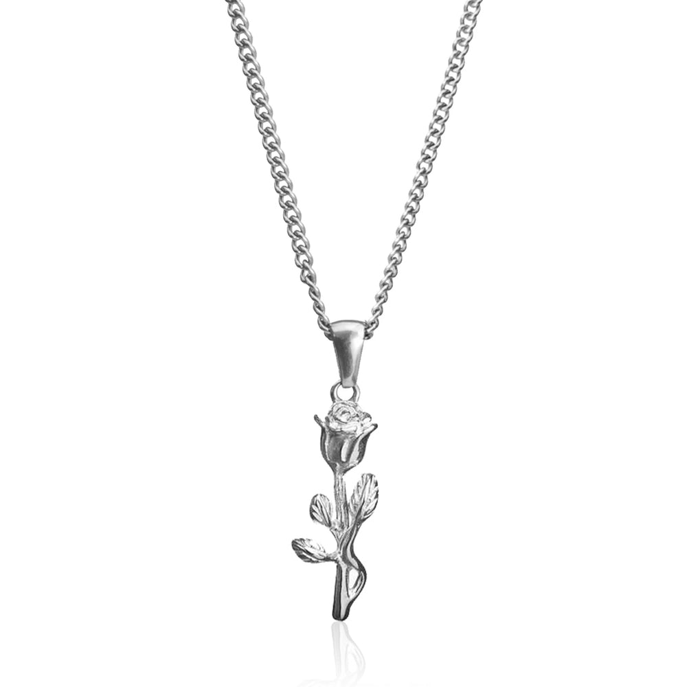 Rose Pendant Necklace (Silver)