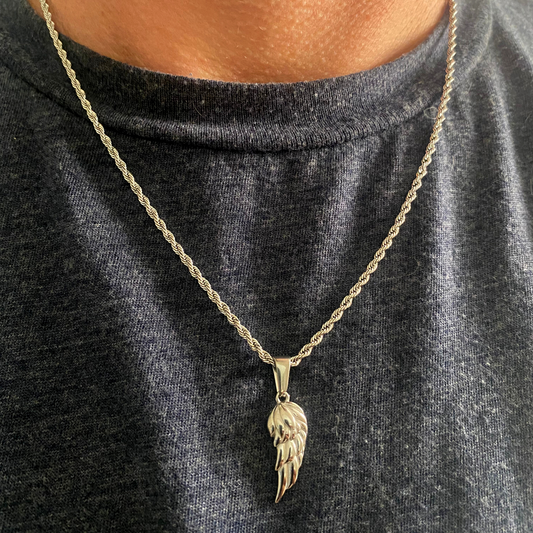 Wing Pendant Necklace (Silver)