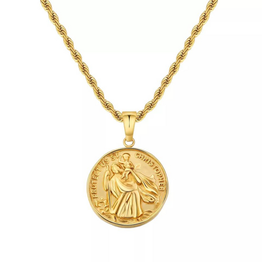 Saint Christopher Pendant Necklace (Gold)