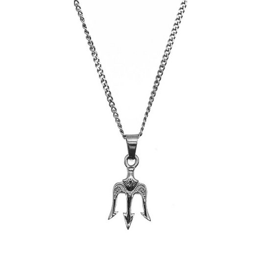 Trident Pendant Necklace (Silver)
