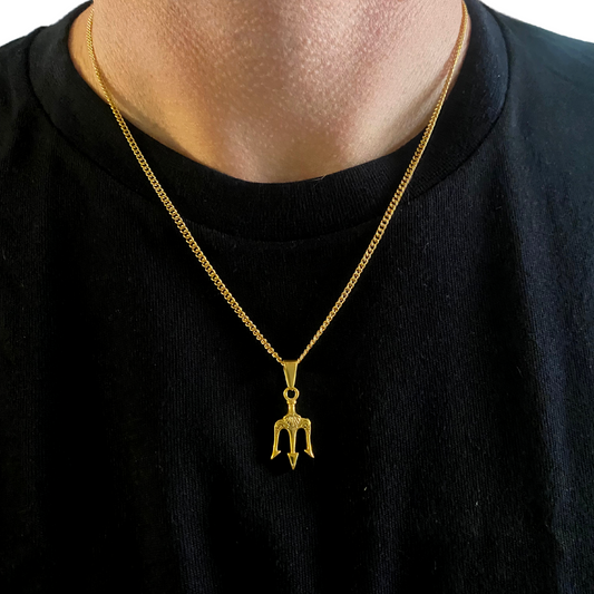 Trident Pendant Necklace (Gold)