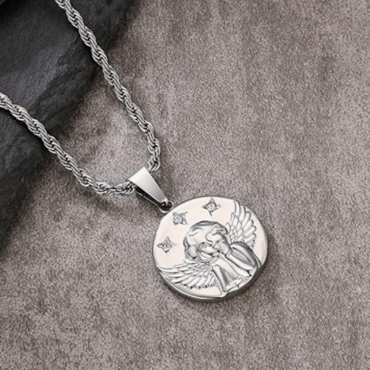 Angel Wing Pendant Necklace (Silver)