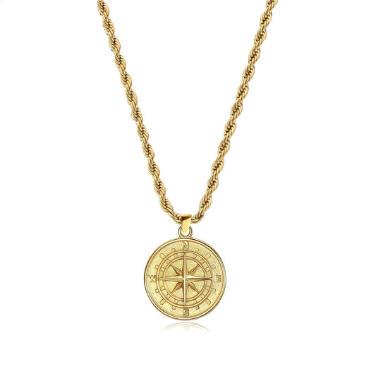 Compass Pendant Necklace (Gold)