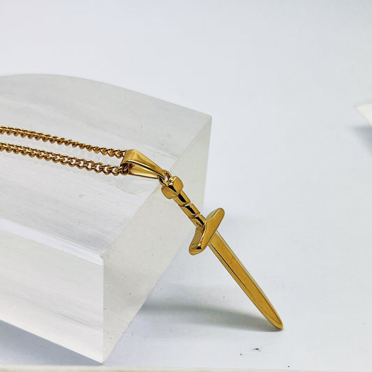 Dagger Pendant Necklace (Gold)